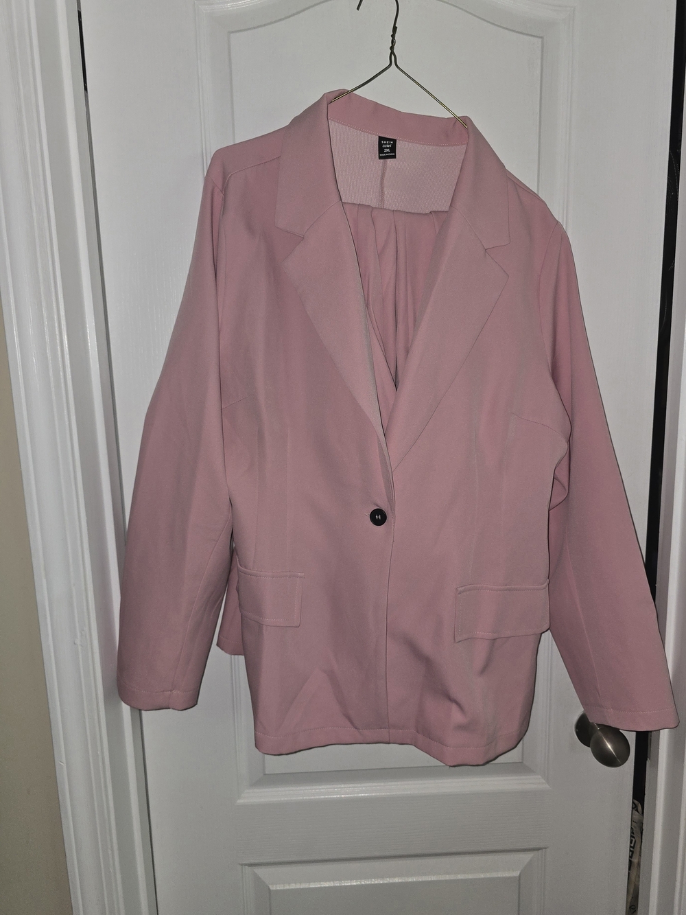 SHEIN Pink Single-Button Relaxed Suit
